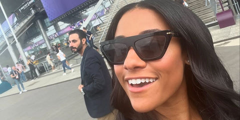 Ariana DeBose was seen wearing black Hugo Boss 1609/S 807IR sunglasses to the 2024 Paris Olympics