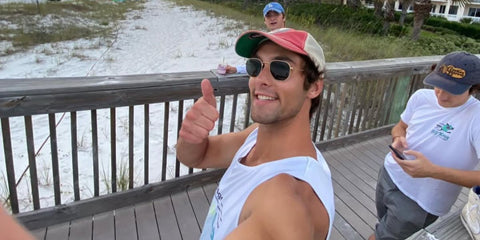 Actor Austin North was seen wearing Ray-Ban RB 3548N 001 Hexagonal Gold With Flat Lenses sunglasses in his Instagram post, June 2020.