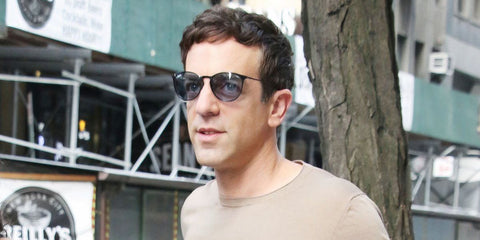 B.J. Novak was seen wearing black metal Ray-Ban RB 3539 002/8G Erika round sunglasses