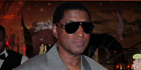 Babyface was seen wearing gold Versace 2252 1002/87 aviator sunglasses at Colman Domingo's pre Met Gala 2026 party in New York City