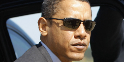 Barack Obama, former US President wears Ray-Ban RB3183 006/71 rectangle sunglasses - shop online.