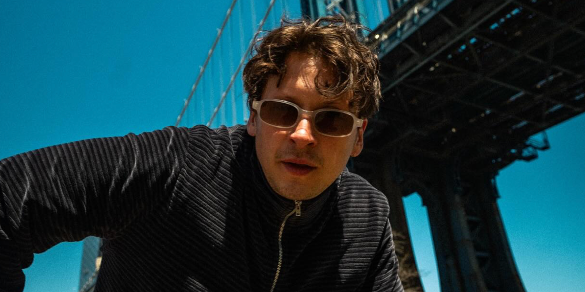 Scottish DJ and producer Barry Can't Swim was seen wearing DMY Studios Margot DMYSUN13MW Milky White sunglasses in New York City, April 2025. Shop online now on Pretavoir