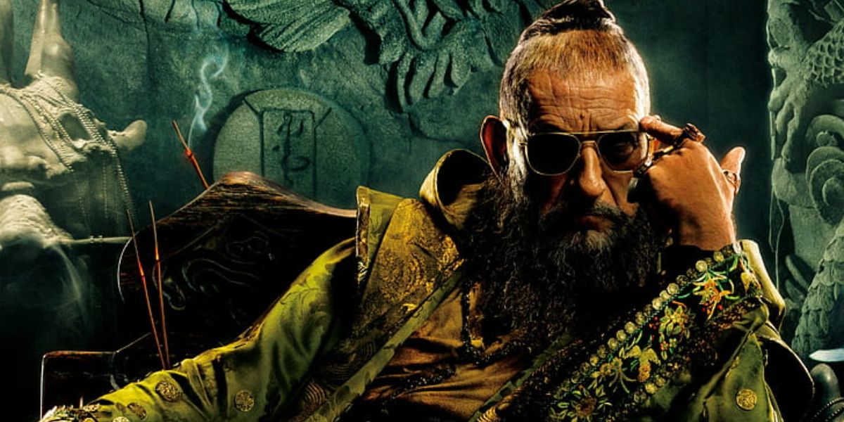 Sir Ben Kingsley was seen wearing Randolph Aviator Matte Chrome AF085 sunglasses in 2014 movie All Hail The King