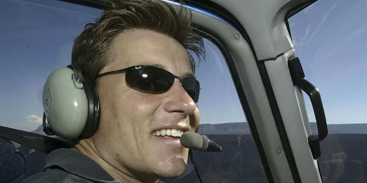 Young Ben Shephard was seen wearing Ray-Ban RB 3183 006/71 rectangular sunglasses while filming for Entertainment Today in 2003