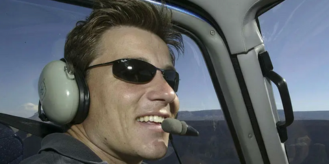 Young Ben Shephard was seen wearing Ray-Ban RB 3183 006/71 rectangular sunglasses while filming for Entertainment Today in 2003