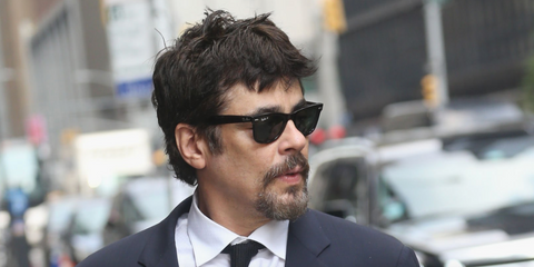 Puerto Rican actor Benicio del Toro was seen wearing black Ray-Ban Wayfarer 2140 901/58 Polarised sunglasses in New York City, June 2018