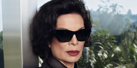 Bianca Jagger was seen wearing black Saint Laurent Sun SL 276 Mica 001 sunglasses in the YSL Beauty Libre Flowers & Flames digital campaign