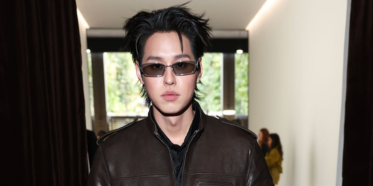 Thai actor Billkin Putthipong wore silver Gucci GG2177S 003 sunglasses with grey lenses at the Gucci Spring/Summer 2027 show during Milan Fashion Week.