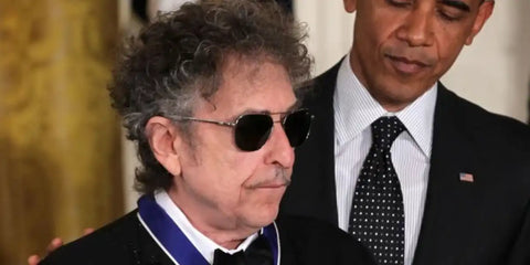 Bob Dylan was seen wearing Randolph Aviator Bright Chrome AF075 sunglasses during the 2012 ceremony in which U.S. President Barack Obama presented him with the Presidential Medal of Freedom