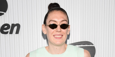 Basketball player Breanna Stewart  was seen wearing gold Miu Miu MU 56ZS 5AK09Z sunglasses at the US Open 2025. Shop online now on Pretavoir