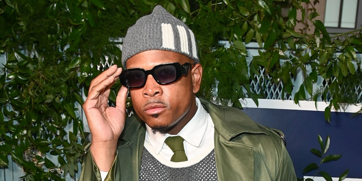Actor Brian Jordan Jr. was seen wearing black Prada PR 17WS 1AB5S0 Symbole Sunglasses at the 