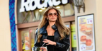 Sports Illustrated model Brooks Nader was seen wearing gold and silver Bottega Veneta BV1342S 002 aviator sunglasses with brown lenses in Los Angeles, November 2024