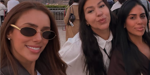 Brazilian model and internet personality Bruna Biancardi was seen wearing gold Bottega Veneta Sardine BV1386S 001 oval sunglasses in Paris, shared through her Instagram post in March 2026.