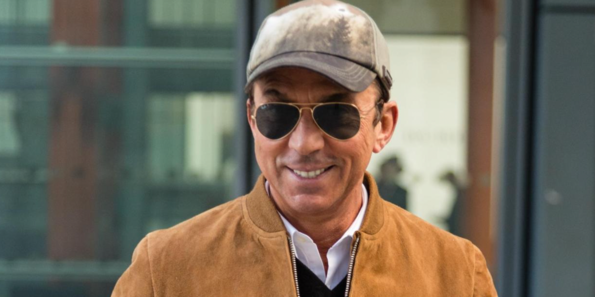 Bruno Tonioli is seen wearing Ray-Ban Aviator 3025 001/58 Gold Frame G15 Polarised sunglasses upon arriving at London Heathrow airport
