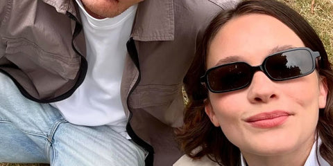 Actress Cailee Spaeny was seen wearing black Miu Miu Regard MU 11ZS 16K5S0 rectangular sunglasses in August 2024. Shop online now on Pretavoir