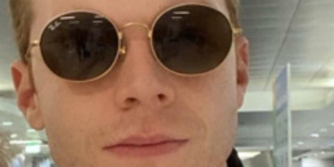 Actor Cameron Monaghan was seen wearing Ray-Ban Oval RB 3547 001/31 sunglasses in a social media post