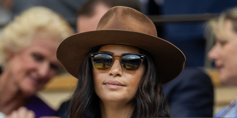 Camila Alves was seen wearing tortoiseshell and transparent brown Ray-Ban Hawkeye RB 2298 1292/M2 Polarised sunglasses at the Wimbledon Tennis Championships 2025. Shop online now on Pretavoir