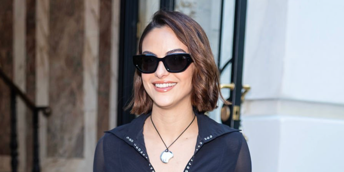 Camila Mendes was seen wearing black Burberry BE4463D 3001/87 sunglasses in New York City, June 2026.