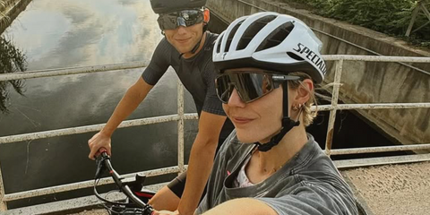 French triathlete Cassandre Beaugrand was seen wearing black Oakley Latch Panel OO9404 01 Prizm sunglasses in her Instagram post, August 2025. Shop online now on Pretavoir