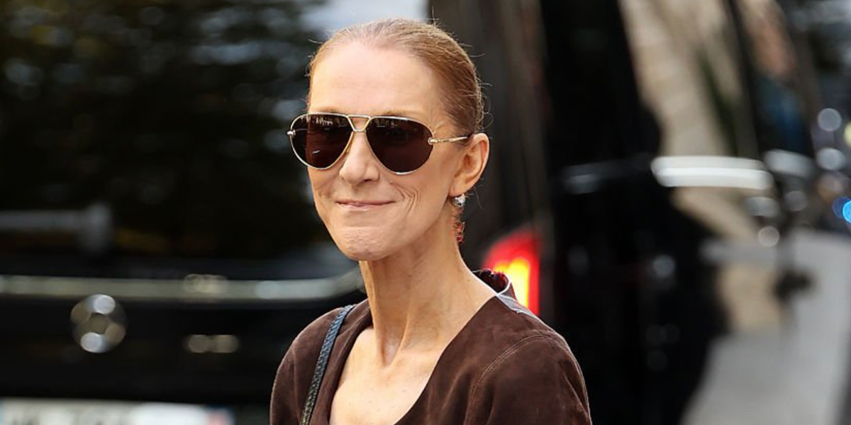 Celine Dion was seen wearing gold Bottega Veneta BV1437S 001 drop aviator sunglasses in Paris, September 2026