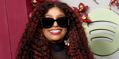 Singer Chaka Khan was seen wearing black Saint Laurent Sun Blaze SL M119 001 sunglasses at the Golden Globes Nominees Night hosted by The Hollywood Reporter and Spotify, January 2026.