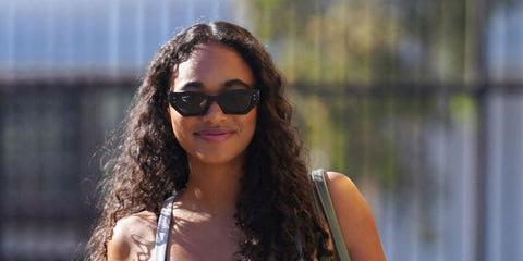 Actress Chandler Kinney was seen wearing black Ray-Ban Zena RB 4430 6677/81 Polarised sunglasses outside the "Dancing With The Stars" studio in Los Angeles, November 2024. Shop online now on Pretavoir