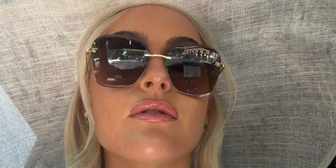 Professional golfer Charley Hull was seen wearing gold Cartier Panthere CT0147S 002 butterfly sunglasses at the Royal Ascot 2026.