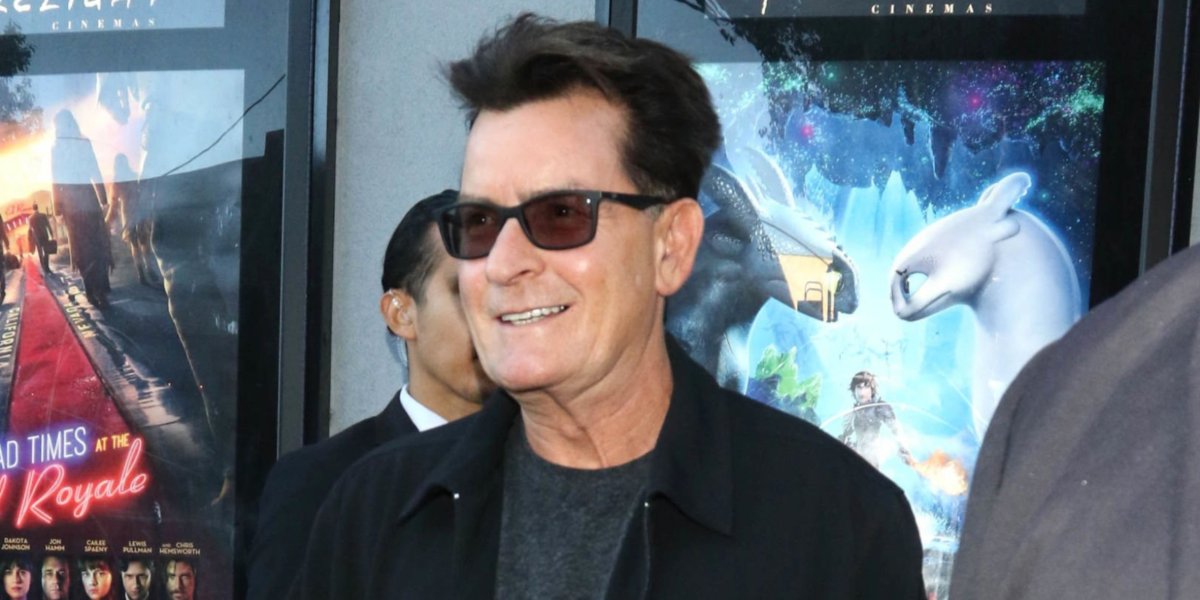 Actor Charlie Sheen was seen wearing matte black Ray-Ban RB 7047 5196 optical glasses with prescribed tinted lenses in Los Angeles. Shop online now on Pretavoir