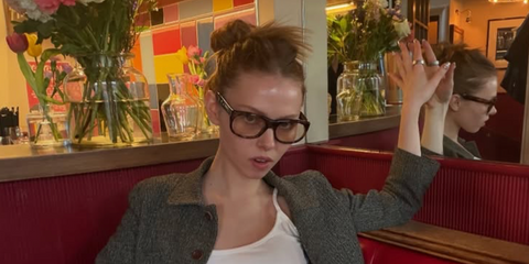 Charlotte Smurfit was seen wearing tortoise Saint Laurent Sun SL 815 Romy 009 sunglasses with light brown lenses in her Instagram post, April 2026.