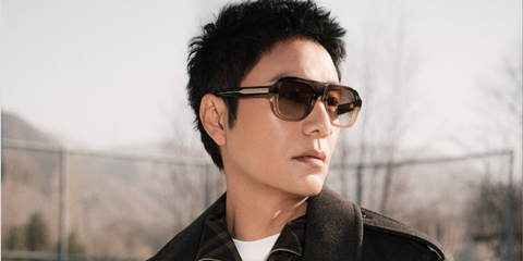 Chinese actor Chen Kun was seen wearing striped brown Burberry BE4478 4207/89 sunglasses with brown gradient lenses at.a Burberry event in China, January 2026.