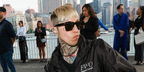 Creative director Chris Lavish was seen wearing tortoiseshell Hugo Boss 1745/S 086O7 sunglasses with green lenses at the Cucculelli Shaheen fashion show during New York Fashion Week Spring/Summer 2026.