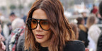 Editor in Chief of Vogue Australia Christine Centenera was seen wearing black Bottega Veneta BV1273S 003 Drop Aviator sunglasses with yellow lenses at the Christian Dior Fall/Winter 2025 fashion show during Paris Fashion Week