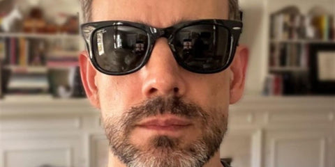 Christopher Gorham was seen wearing black Ray-Ban Wayfarer RB 4340 601 sunglasses on the set of NCIS: Los Angeles in 2023.