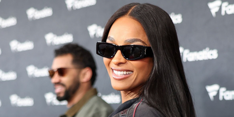 Ciara was seen wearing black Saint Laurent SL M140 001 sunglasses at Michael Rubin's Super Bowl LX party in San Francisco, February 2026.