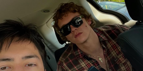 Actor Connor Storrie was seen wearing black Tom Ford Fausto TF711 01A sunglasses in his Heated Rivalry co-star Hudson William's Instagram post, June 2025.