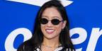 Constance Wu was seen wearing silver Saint Laurent Sun SL 692 002 oval sunglasses on the third day of US Open 2026