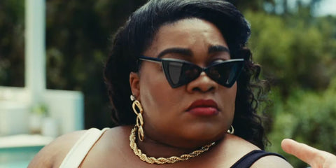 Da'Vine Joy Randolph was seen wearing black Saint Laurent SL 207 Jerry 005 triangular sunglasses in The Idol