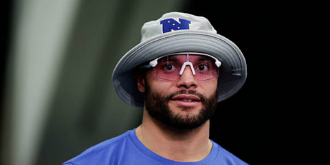 American football player quarterback Dak Prescott of the Dallas Cowboys was seen wearing white Oakley Stunt Devil OO9517 07 Prizm sunglasses at the NFL Pro Bowl Games as part of Super Bowl LX in San Francisco, February 2026.