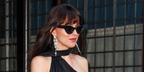 Dakota Johnson was seen wearing black Oliver Peoples x Khaite 1951c OV5573SU 1492/87 cat eye sunglasses in New York City, June 2025. Shop online now on Pretavoir