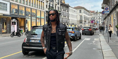 Damar Hamlin was seen wearing Dolce&Gabbana DG4431 501/87 square sunglasses during Milan Men's Fashion Week Spring/Summer 2025 season