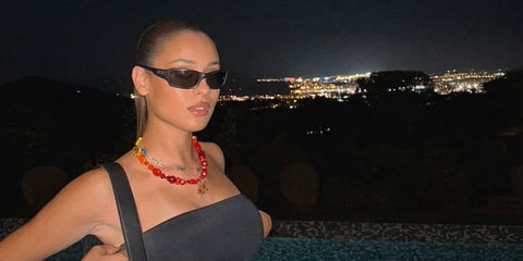 Portuguese actress Daniela Melchior was seen wearing matte black Oakley Fives Squared OO9238 10 sunglasses in her Instagram story, August 2025.