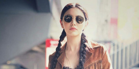 Thai-Belgian actress Davika Hoorne was seen wearing Ray-Ban RB 3548N 001 Hexagonal Gold sunglasses With Flat Lenses