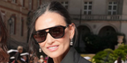 Demi Moore was seen wearing black Balenciaga BB0525S 001 Daily Pilot aviator sunglasses at the Balenciaga Haute Couture Fall/Winter 2026 fashion show.