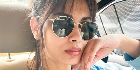 Bollywood actress Diana Penty was seen wearing Ray-Ban Round Metal RB 3447N 001 sunglasses in her Instagram post. Shop online now on Pretavoir