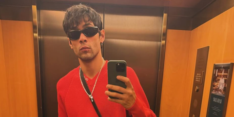 Diego Calva was seen wearing black Gucci GG1662SA 001 oval sunglasses in his Instagram post during Milan Men's Fashion Week Fall/Winter 2024