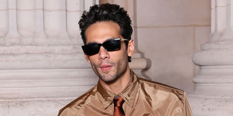 Diego Calva was seen wearing Saint Laurent SL 766 001 sunglasses at the Saint Laurent Menswear Fall/Winter 2026 fashion show during Paris Men's Fashion Week.