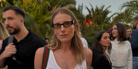 Dree Hemingway was seen wearing black Gucci GG1635S 003 cat eye sunglasses in her Instagram post, July 2024