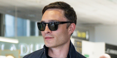 Ed Westwick was seen wearing black Persol Elio 3333S 95/31 sunglasses at Nice airport, ahead of Cannes Film Festival 2026.