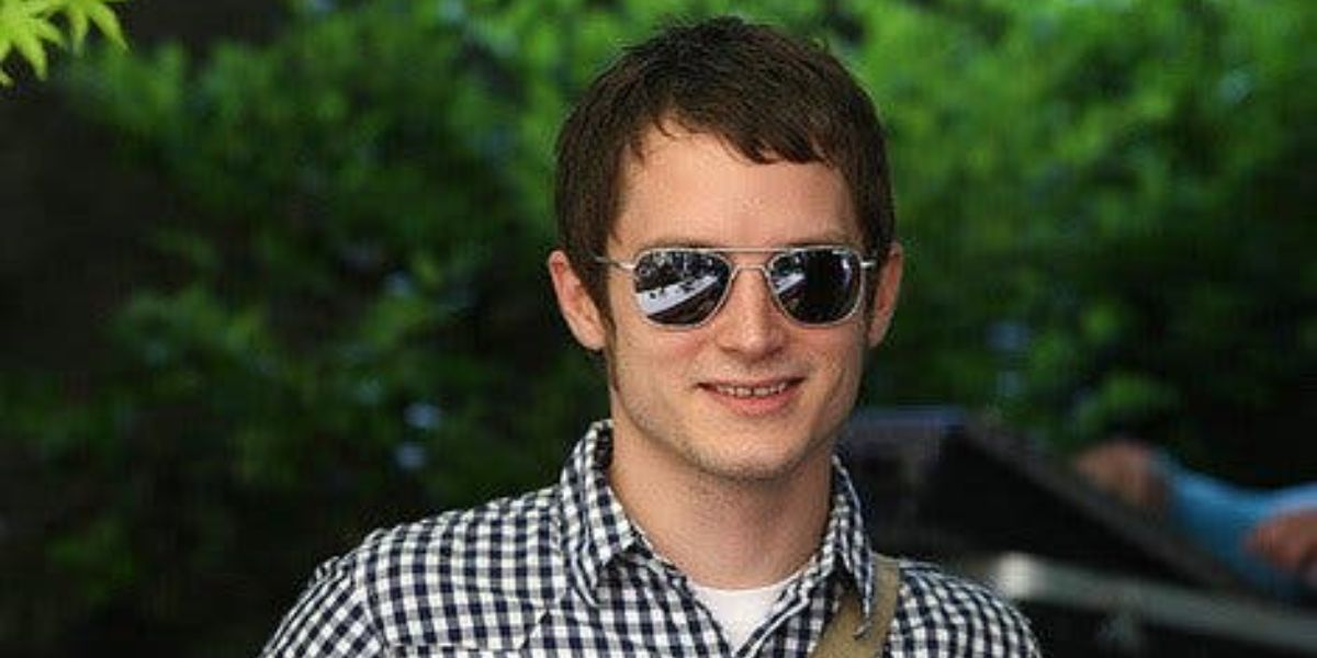 Actor Elijah Wood was seen wearing Randolph Aviator Matte Chrome AF085 sunglasses