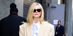 Elle Fanning was seen wearing black Bottega Veneta BV1418S 005 sunglasses in New York City, November 2025.